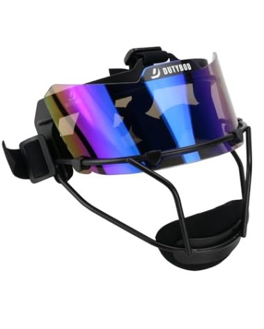 DUTYBOD Softball Face Mask Softball mask Visor Lightweight and Comfortable with Wide Field Vision fit All Ages - Durable and Safety Softball Face Mask Sets (Black-Blue)