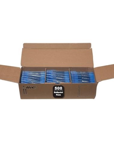 BIC Round Stic Xtra Life Blue Ballpoint Pens, Medium Point (1.0mm), 500-Count Pack of Bulk Pens, Flexible Round Barrel for Writing Comfort, No. 1 Selling Ballpoint Pens