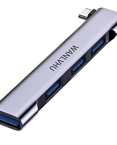 USB-C Hub for Laptop - Ultra-Slim Multiport Adapter with USB 3.0, Expander for MacBook Pro/Air, Surface Pro, Keyboard, Flash Drive (4-in-1)