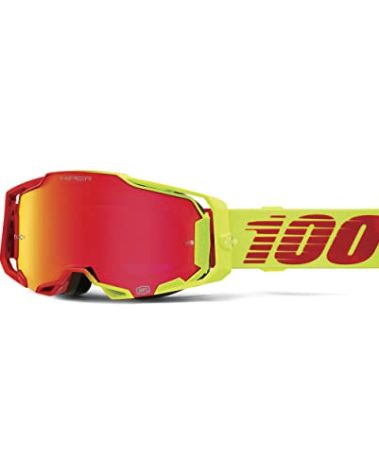 100% ARMEGA Premium Protective Sport Goggles with Ultra HD Lens & Nose Guard (Solaris - HiPER Mirror Red Lens)