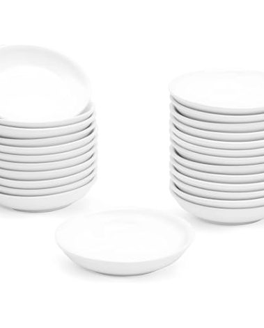 UIBFCWN 25 Pack Soy Sauce Dishes, 3 oz Ceramic Dipping Bowls, 4 Inch Small Pinch Bowls, Mini Serving Bowls for Side Dishes, Porcelain Dipping Sauce Cups for BBQ Condiment Sushi Ketchup Dinner