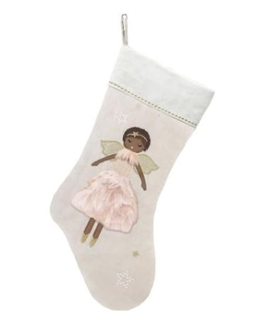 MON AMI Ada Angel Linen Christmas Stocking – 21 Inches | Perfect for Monogramming, X Mas Socks & Festive Decorations
