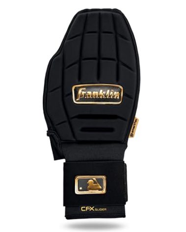 Franklin Sports MLB Baseball + Softball Sliding Mitt - CFX PRT Youth Protective Baserunning Sliding Glove - Left + Right Hand Mitt - Hand + Wrist Protector for Running - Black + Gold - One Size