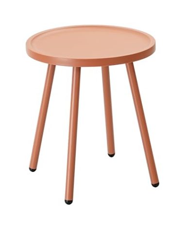 Werph Side Tables Living Room, Orange Small Round End Table with 4 Legs, End Table for Small Space, Bedroom, Office, Outdoor Side Table for Porch, Balcony, Indoor & Outdoor