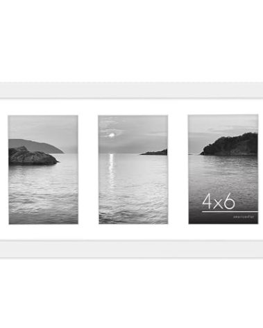 Americanflat 4x6 Collage Picture Frame with Shatter-Resistant Glass - Fits Three 4x6 Photos or Use as One 8x16 Picture Frame - Signature Collection - Collage Frames for Tabletop and Wall - White