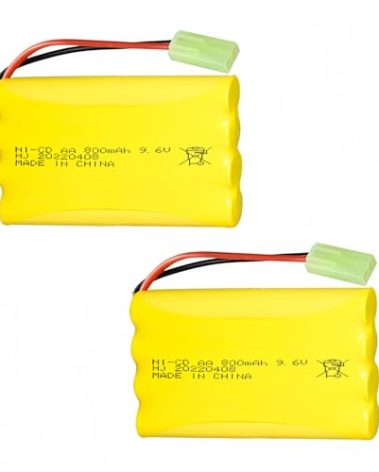 Cecicebb 9.6V 800mAH Ni-Cd AA Battery Pack Rechargeable with Mini Tamiya Connector Plug for Remote Control Electric Car Toys 2 Pack