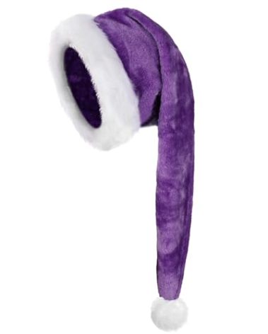 FOIMAS Long Santa Hat for Adults,Purple Plush Christmas Hats with White Fur Xmas Hat for Christmas Holiday Party Decoration