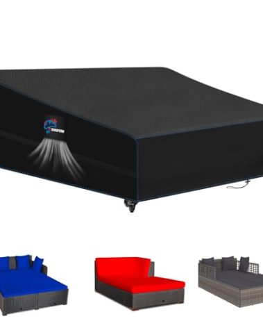 SIRUITON Garden Patio Rattan Daybed Cover Patio Bed Cover 69" W x 71" D x 31.5" H,Heavy Duty 420D Oxford Waterproof Outdoor Double Sofa/Patio Bed Lounger Covers