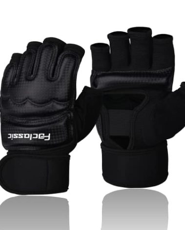 Kickboxing Sparring Gloves MMA Gloves Boxing Gloves for Men Women Kids Half Finger Punching Bag Gloves Fighting Gloves Taekwondo Gloves for Men Women Boxing Training Black Large