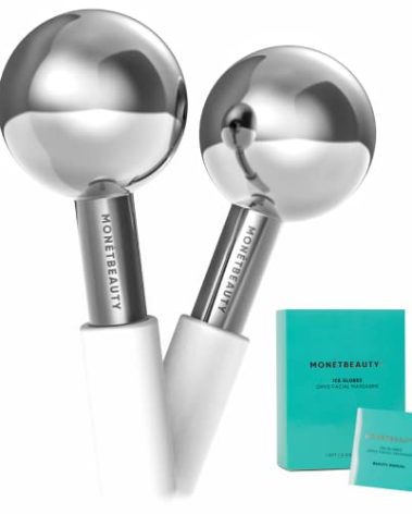 MonétBeauty Stainless Steel Ice Globes for Facials (Silver), Durable Cryo Globes Instantly Reduce Puffiness, Tighten Pores and Sinus Relief, Face Globes for Facial Massages and Daily Beauty Routines