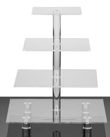 Acrylic Cupcake Stand, Clear Dessert Display Hoder Stand With Base for Wedding, Party, Baby Shower, Get-together, 4 Tier Square, Transparent
