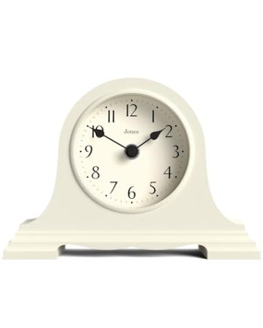 JONES CLOCKS® Speakeasy Mantel Clock | Classic Napoleon’s hat Design | Pale Cream | Contemporary Classic Style for Desk, Table, Shelf or Bedside