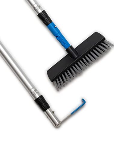 GRAB-IT 6 ft Truck Cargo Retriever | Heavy Duty Grabber Reach Tool - 110 Pound Pull | Includes Vehicle Debris and Snow Broom | Rust Resistant Aluminum and Stainless Steel (Pole, Hook & Broom)