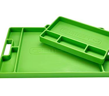 Gripty (Duo-Pack) | PREMIUM Silicone Tool Tray | Flexible | Multi Purpose Mat | Portable Tool Box Organizer | No Magnets | Easy Clean Up | (ORIGINAL Green)