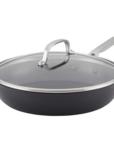 KitchenAid Hard Anodized Induction Nonstick Fry Pan/Skillet with Lid, 12.25 Inch, Matte Black