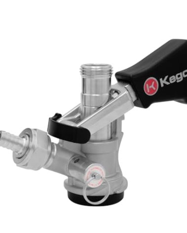 Kegco KC KTS97D-W D System Keg Tap with Black Lever Click Handle, Stainless Steel
