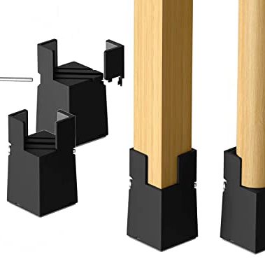 Adjustable Furniture Risers,4Pack Adjustable Bed Risers with Screw Clamp - Heavy Duty Sofa Tables Furniture Risers Fit for Square/Round Furniture Leg Diameter 0.8''-1.6'' (2Inch Black)