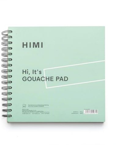 HIMI Gouache Pad 8.5X8.5''(98lb/160g) 50 Sheets Mix Paper Pad, Side Wire Bound, Fine Texture, in Gouache Acrylic Art Pad for Sketching, Ink Sketch Book, Art Supplies Drawing Pad Gift (Green)