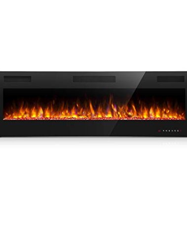 Antarctic Star 42 Inch Electric Fireplace in-Wall Recessed and Wall Mounted, Fireplace Heater and Linear Fireplace with Multicolor Flame, Timer, 750/1500W Control by Touch Panel & Remote
