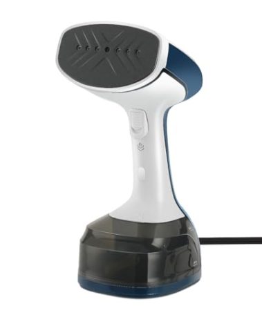 Sunbeam 1200W Steam Burst Handheld Steamer for Clothes, Dual Steam Settings, 30-Second Fast Head-Up, Bristle Brush Attachment, White and Blue Finish