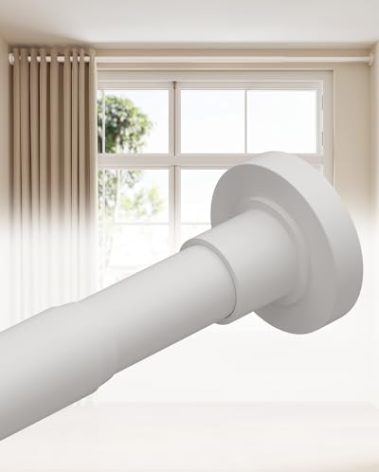 ALLZONE Tension Curtain Rods for Windows 66 to 120 Inch, White Curtain Rods No Drilling, Heavy Duty Extra Long Tension Rod for curtains, Outdoor Curtains Rod for Patio, Bedroom