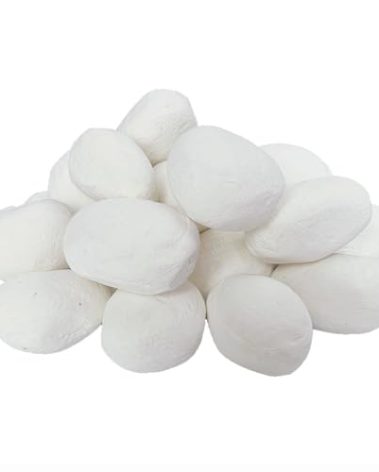 LILALIWA 24 Gas Fireplace Pebbles, Gas Logs, Round Ceramic Pebbles for Indoor Outdoor Fireplaces and Fire Pits, Decorative Landscape Stone (White)