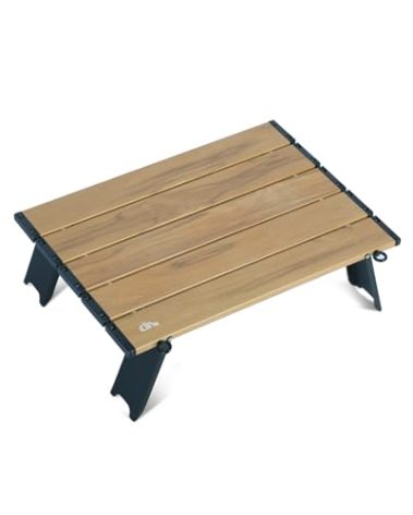 iClimb Ultralight Compact Mini Beach Picnic Folding Alu. Table with Carry Bag, Two Size (Nature - S)