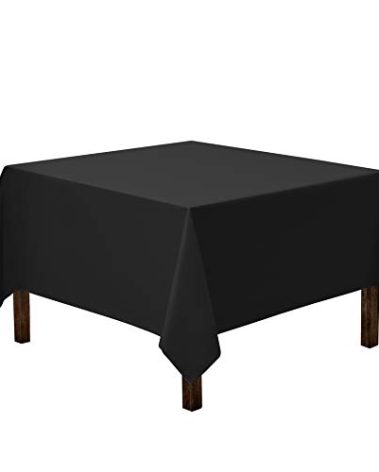 Gee Di Moda Square Tablecloth - 70 x 70 Inch Black Table Cloth for Medium Square or Round Tables - Heavy Duty Washable Fabric - for Buffet Table, Holiday Party, Dinner, Wedding & Baby Shower