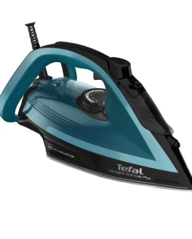 Tfal FV5841U0 1700W Ultraglide Plus Steam Iron, Black and Turquoise