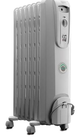 De'Longhi Oil filled Radiator Heater, 1500W Electric Space Heater for indoor use, portable room heater, Energy Saving, full room like office and bedroom with safety features, EW7707CM