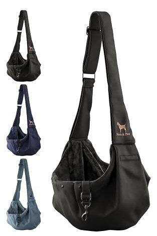 Noah & Paw Dog Sling Carrier for Small Dogs 5-18lb, Dog Sling for Small Dogs and Cats, Dog Carrier with Adjustable Padded Strap, Premium Twill, Lined with Fur, Double Safety Feature, Machine Washable
