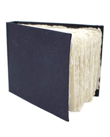 Artway Indigo - Cotton Rag Paper Sketchbook - A6 Landscape - 70 Sides/35 Pages of 250gsm Mid Texture 100% Cotton Rag Paper - 100% Handmade