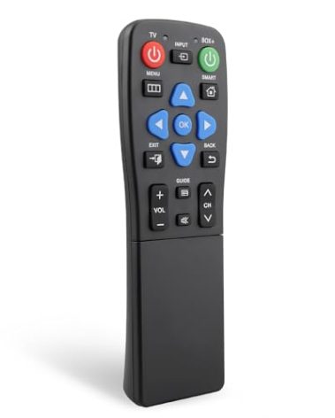 Big Button TV Remote Waterproof Control Remoto 4-in-1 Universal for Seniors with Learning Functions Easy to Use and Set Up for TV DVD/VCR/DVB Streaming Box Soundbar 2-Device Switching