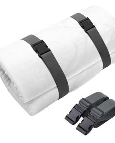 Wowangce 2 Pcs 60" x 2" Mattress Topper Straps Adjustable Memory Foam Packing Straps with Buckles for Home Mattress Moving or Storage, Dark Grey