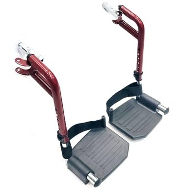 Wheelchair footrest Red Replacement,Economy Footrest for Wheelchairs and Transport Chair, Composite Footplates and Heel Loops,Universal Swing-Away Footrests, T93HEP, PH-SF(1 Pr, Red)