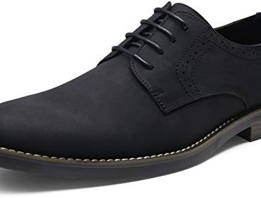 Jousen Men's Black Dress Shoes Suede Casual Dress Shoes for Men(AMY709 Black 9.5)