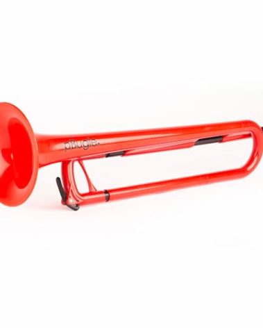 pInstrument pBugle Plastic Kids Musical Instrument - Valve-Free Starter Bugle with Gentle, Toy-Like Sound - Best for Learning Brass Basics - Detachable 7C Mouthpiece - Lightweight Durable ABS - Red
