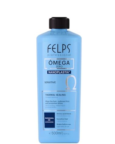 Felps Professional Omega Sensitive - Thermal Sealing Unique Nanoplasty - Brazilian Keratin Blowout - Straightening & Smoothing Hair Treatment - Formaldehyde Free 500ml/16.90.oz