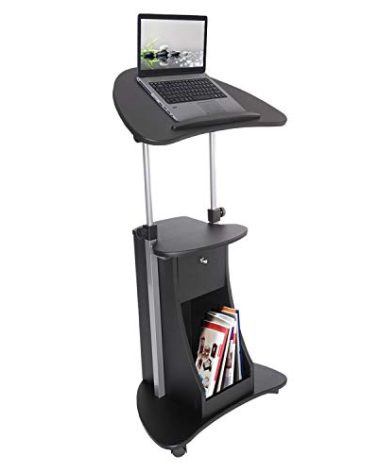 Techni Mobili Sit-to-Stand Mobile Medical Laptop Computer Cart, Black, Adjustable Height, B005