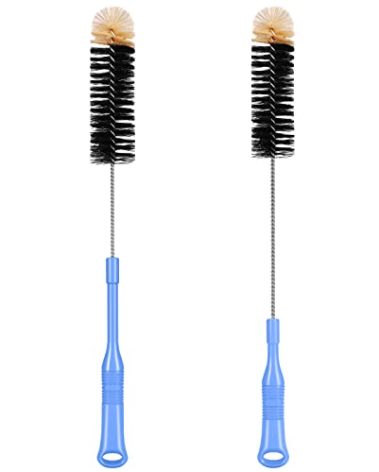 MOSOLAN Bottle Cleaning Brush, 17 Inches Extra Long Handle Water Bottle Brush, Flexible Bendable Cleaner for Washing Narrow Neck Bottles, Wine Decanter, Kombucha, Pipes, Beer Brewing Supplies, 2 Pack