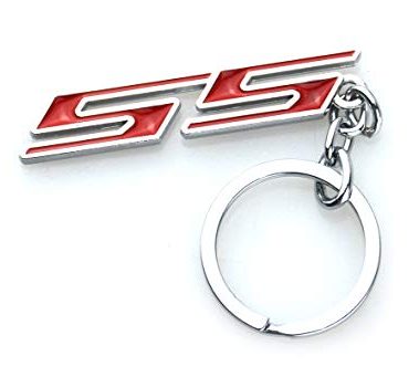Aimoll 1pc Chrome Finish Super Sport SS Key Chain Fob Ring Keychain for Chevrolet Chevy (Chrome Red)
