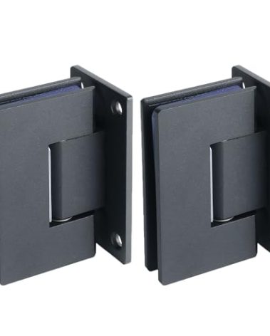 Alise Glass Shower Door Hinges, 90 Degree Shower Door Hinges for Glass Doors Heavy Duty Stainless Steel Cabinet Wall,Frameless Doors Hardware Replacement Part,Black(2P)