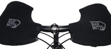 Bar Mitts Cold Weather Mountain/Commuter Bike Neoprene Handlebar Mittens, Two Bar End Openings, Large, Black