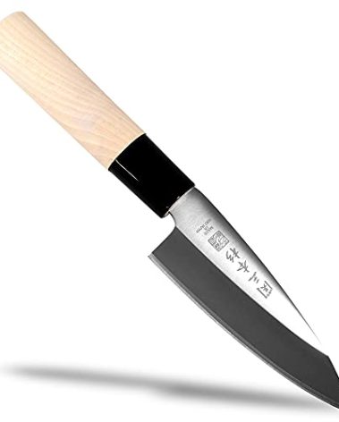 Seki Japan Japanese Seki SANBONSUGI Sushi Chef Knife, 420J2 Stainless Steel Sashimi Deba Knife, Wood Handle, 105 mm (4.1 in)