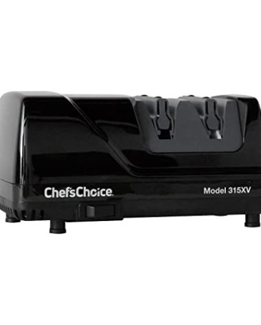 Chef'sChoice Electric Knife Sharpeners Diamond Hone with 100-Percent Diamond Abrasives and Precision Angle Guides with XV Technology for 15-Degree Straight-Edge and Serrated Knives, 2-Stage, Black