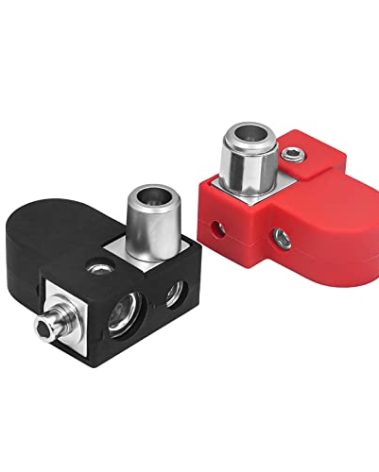 Recoil BTO Solid Brass Positive Negative Battery Terminals with Adaptor Collars, 1X0/2/4 Gauge & 1X4/8 Gauge Outputs, Top-Mounted or Side-Mounted Power Ring Provision and OEM Post Adapter