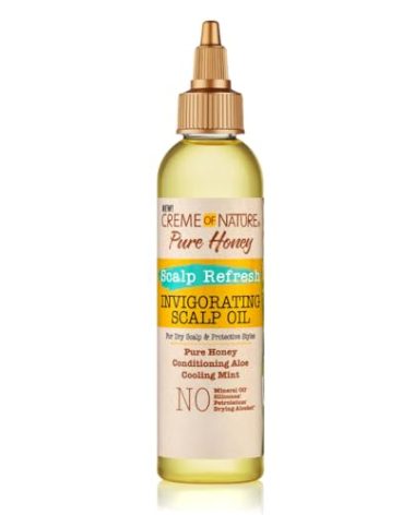 Creme of Nature Pure Honey Scalp Refresh Invigorating Scalp Treatment Oil, Lightweight Formula with Mint & Aloe, Moisture & Shine for All Hair Types & Styles, 4.2 oz