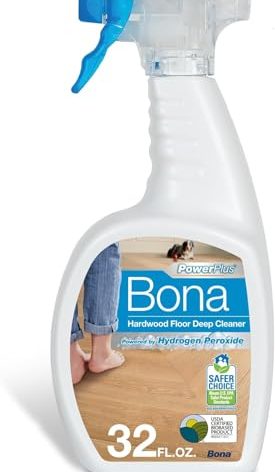 Bona PowerPlus Hardwood Floor Deep Cleaner Spray - 32 fl oz - Refillable - Oxygenated Formula and Residue-Free Floor Cleaning Solution - for Wood Floors