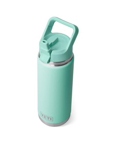 YETI Rambler 26 oz Bottle, Vacuum Insulated, Stainless Steel with Color Matching Straw Cap, Seafoam