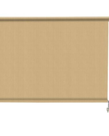 Amagenix Outdoor Roller Shade 8'(W) X 6'(H), Exterior Cordless Patio Shades Roll Up Outdoor Blinds with 90% UV Protection, Two-Section Poles with One-Piece Fabric, Sesame